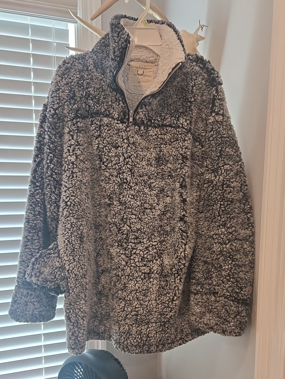 Women's Heather Gray Sherpa Half-Zip Pullover Sweater